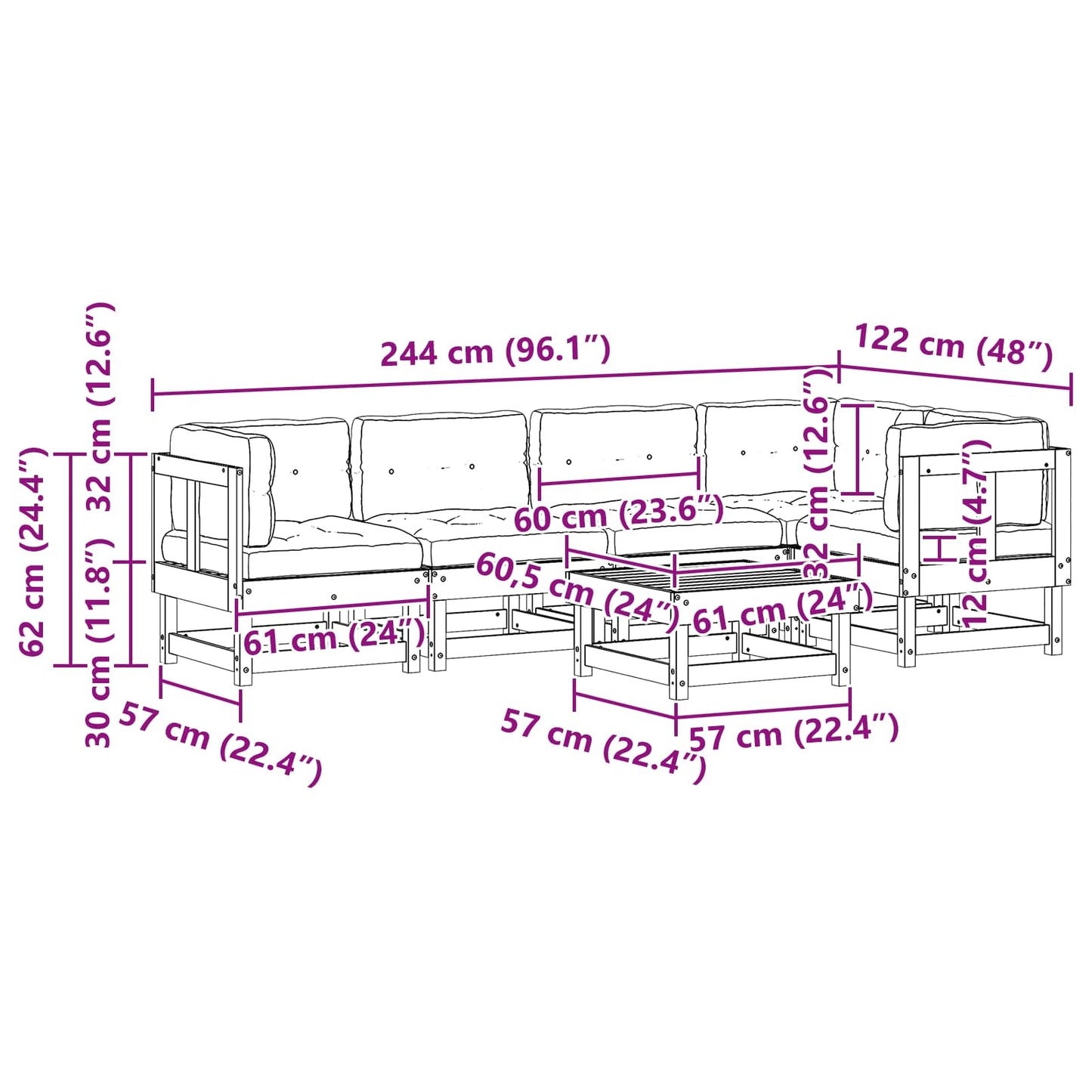 Set Lounge da Giardino 6 pcs Marrone Cerato | homemem39