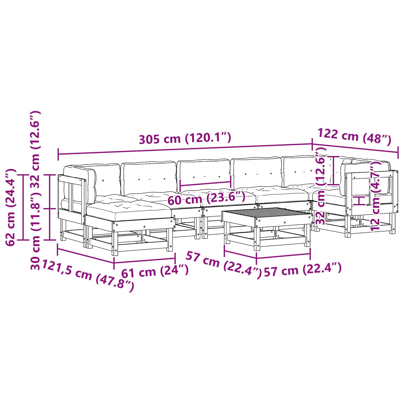 Set Lounge da Giardino ARAKIL 8 pcs Marrone Cerato | homemem39