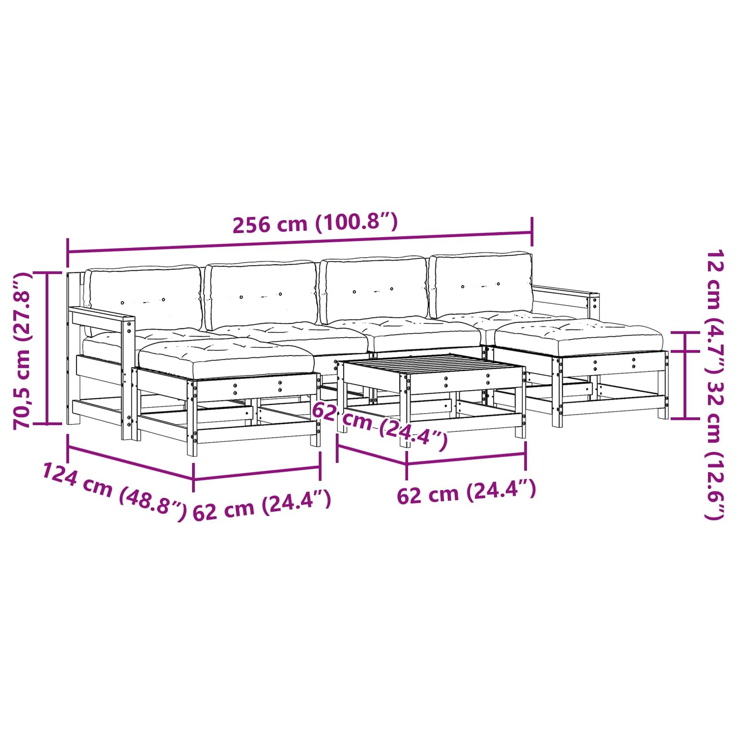 Set Lounge da Giardino 7 pcs Marrone Cerato | homemem39