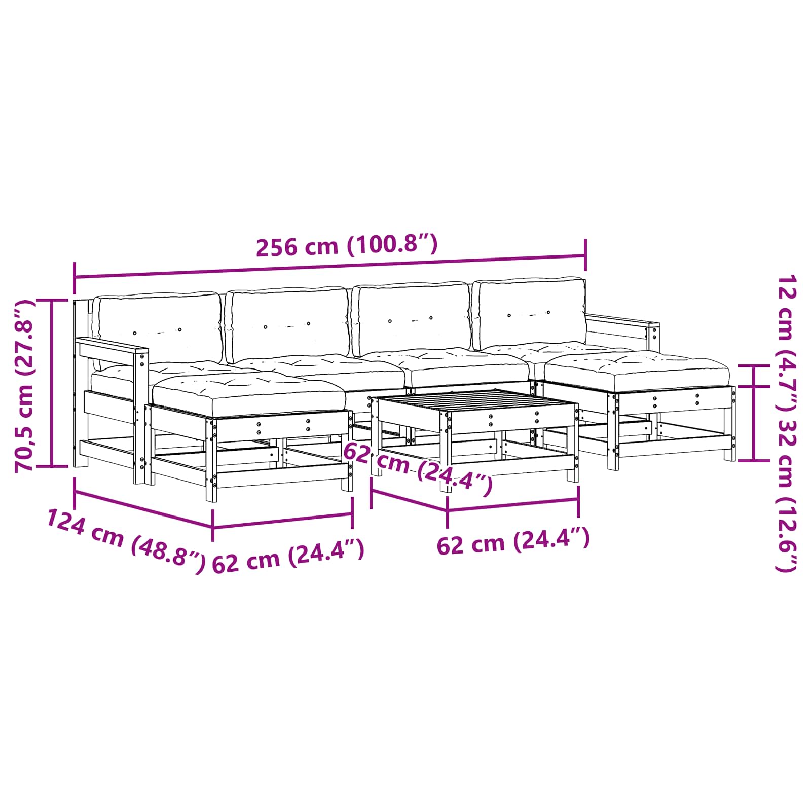 Set Lounge da Giardino 7 pcs Marrone Cerato | homemem39