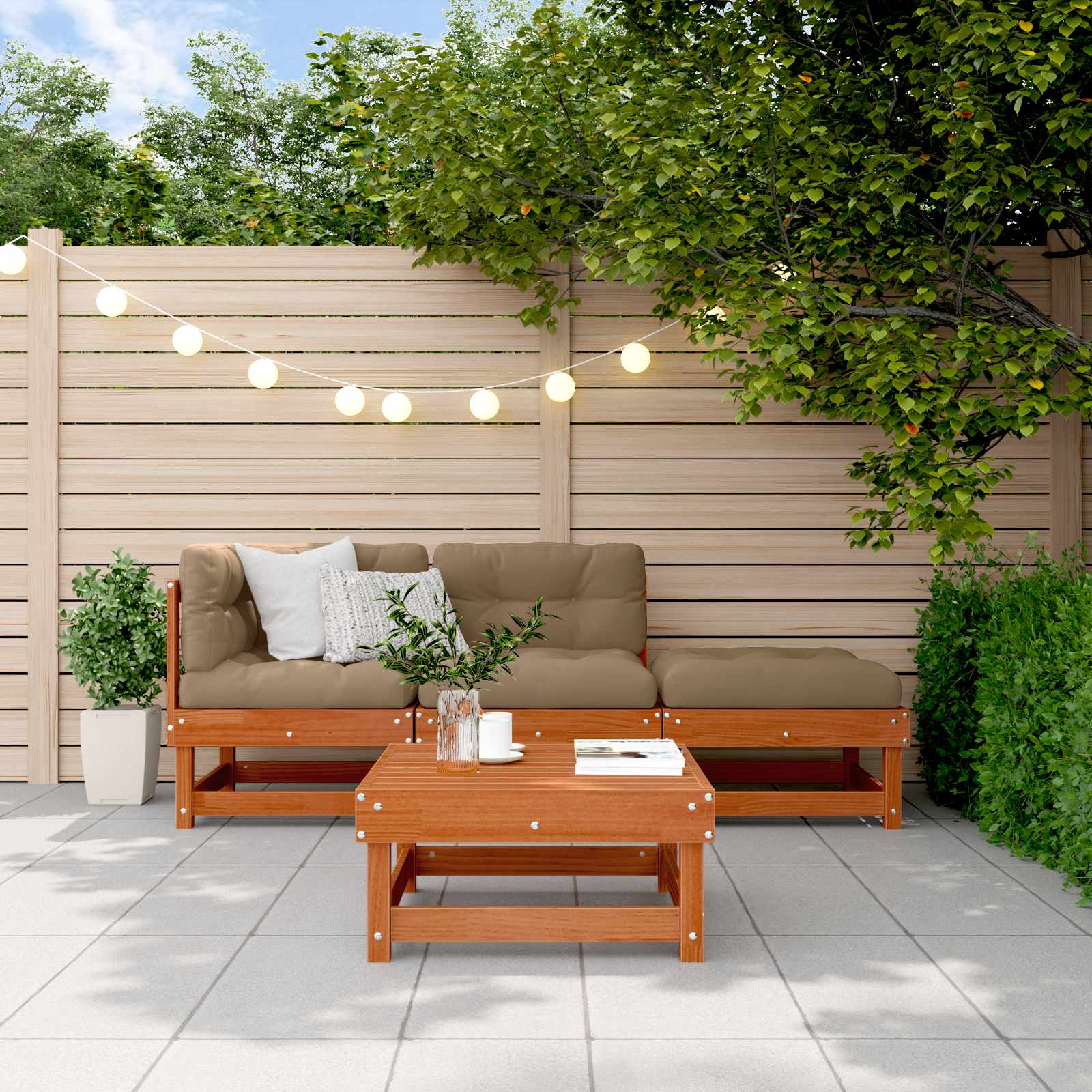 Set Lounge da Giardino 4 pcs Marrone Cerato | homemem39