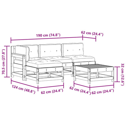 Set Lounge da Giardino 5 pcs Marrone Cerato | homemem39