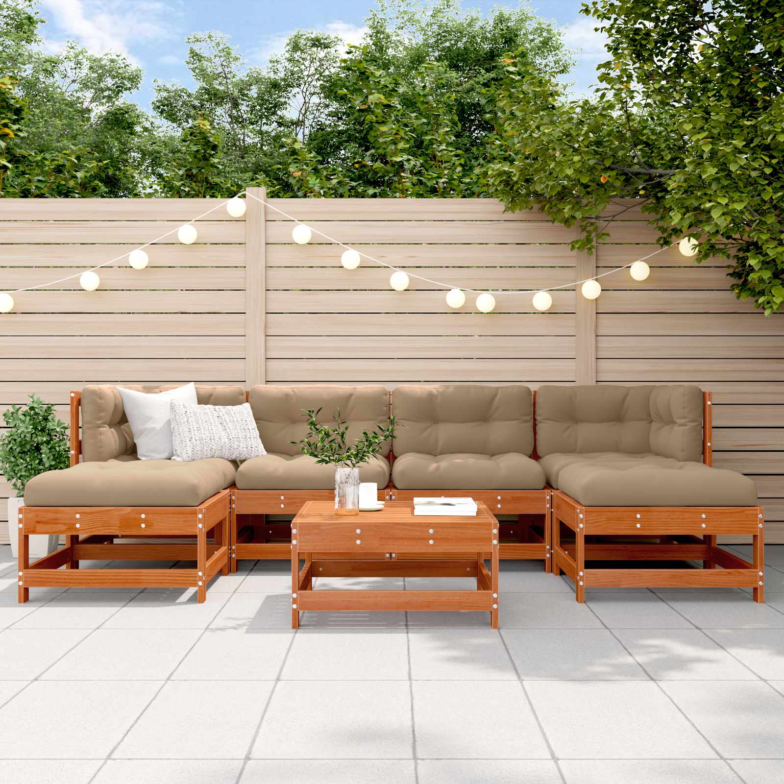 Set Lounge da Giardino 7 pcs Marrone Cerato | homemem39