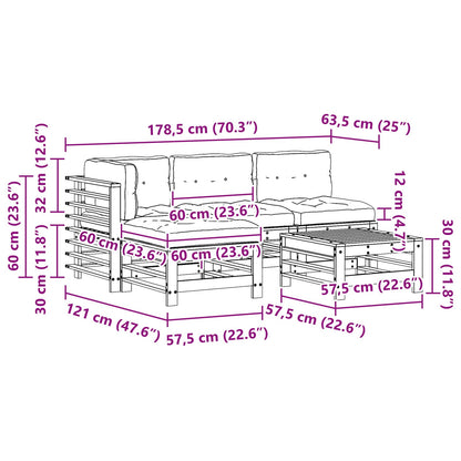 Set Lounge da Giardino 5 pcs Marrone Cerato | homemem39