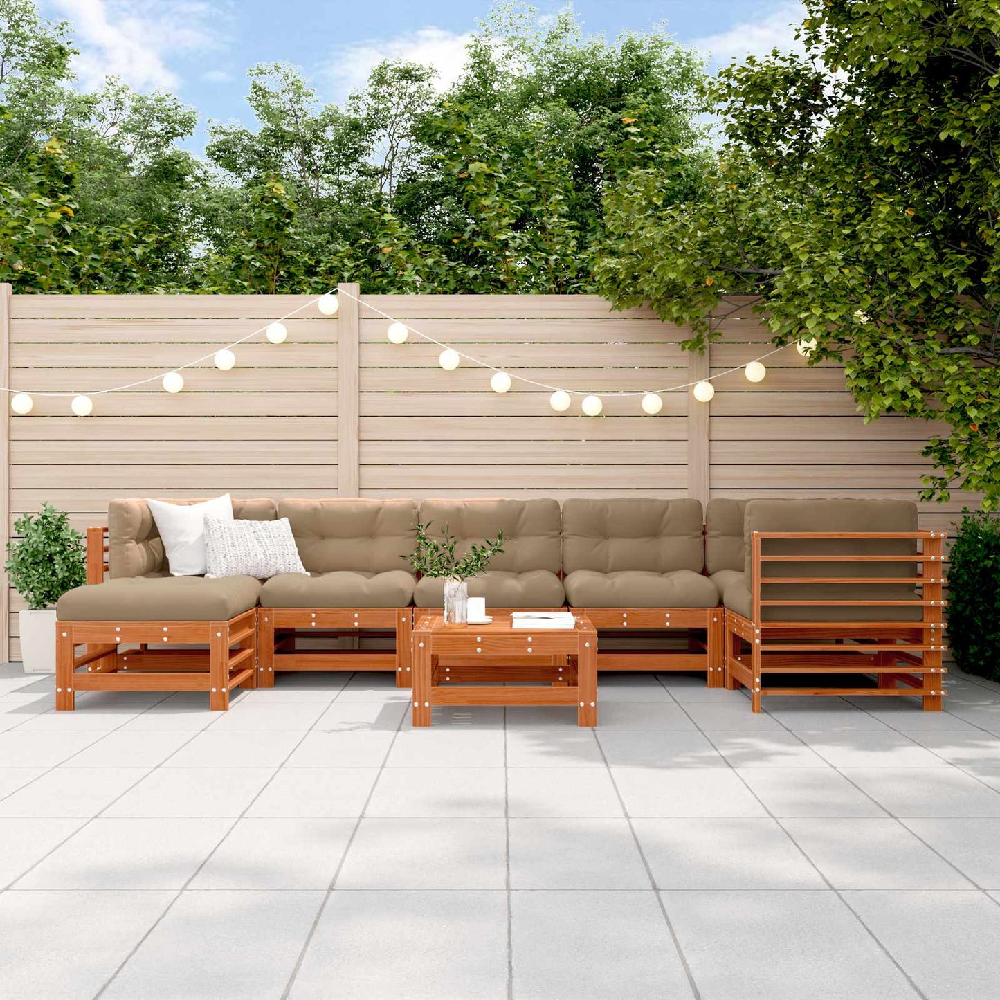 Set Lounge da Giardino 8 pcs Marrone Cera | homemem39