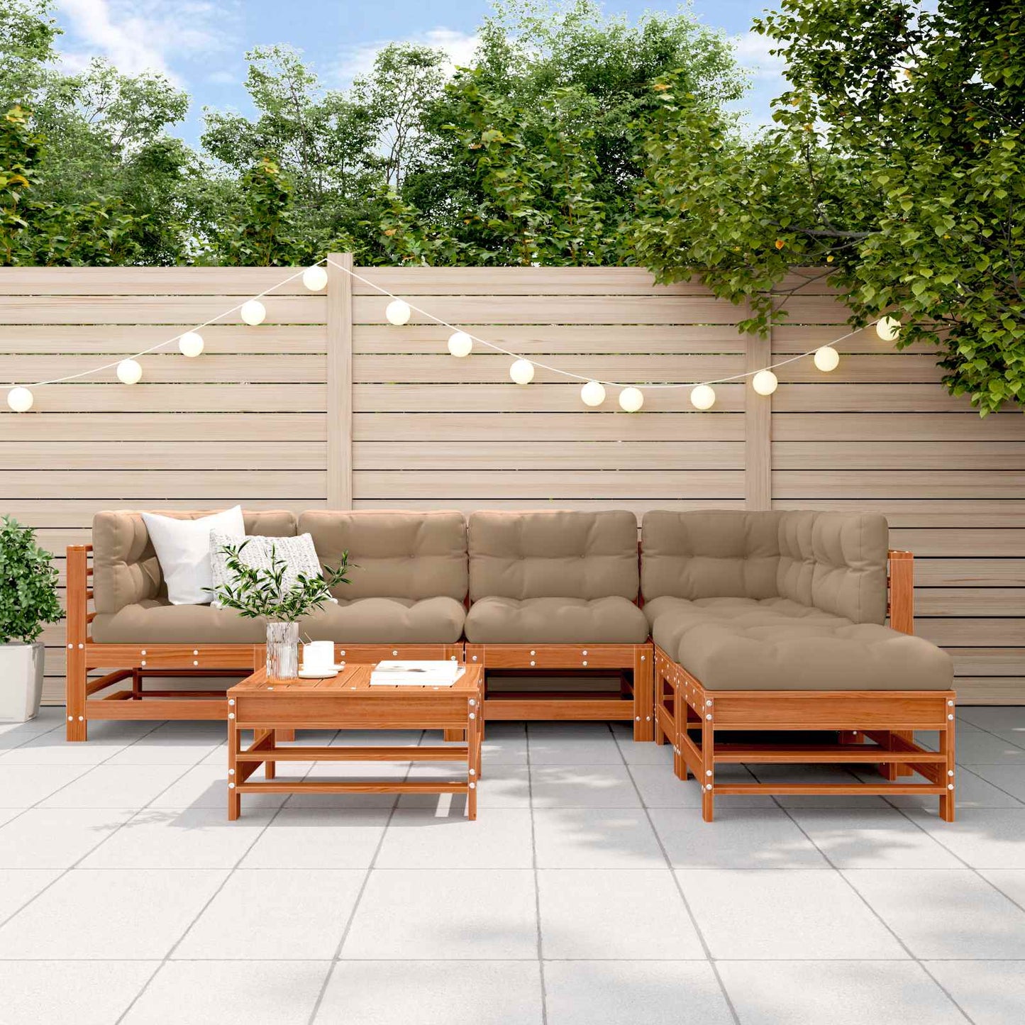 Set Lounge da Giardino 7 pcs Marrone Cerato