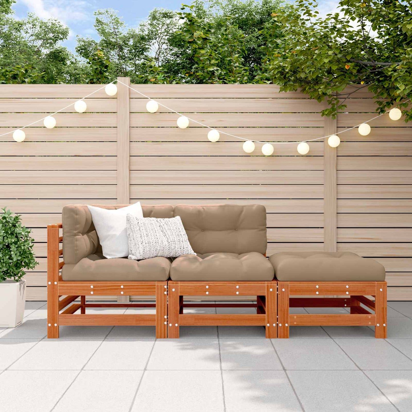 Set Lounge da Giardino 3 pcs Marrone Cerato | homemem39
