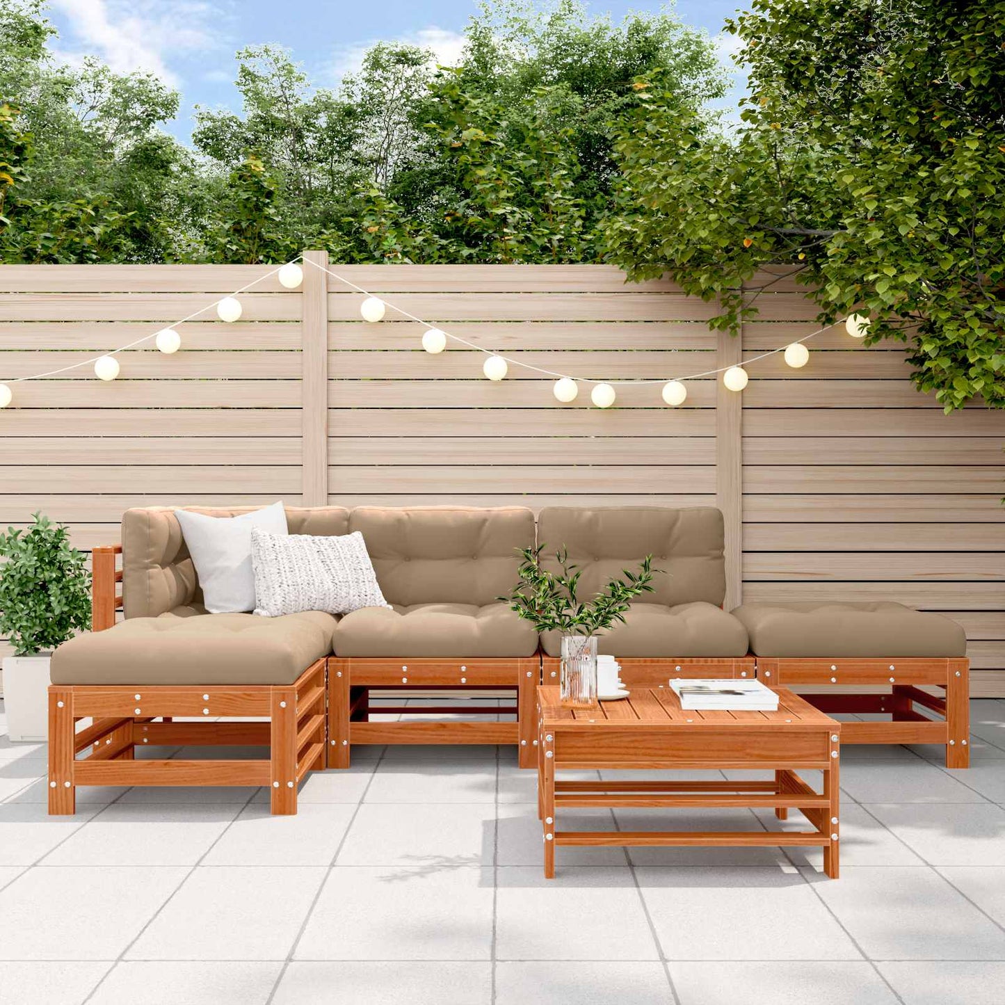 Set Lounge da Giardino 5 pcs Marrone Cerato | homemem39