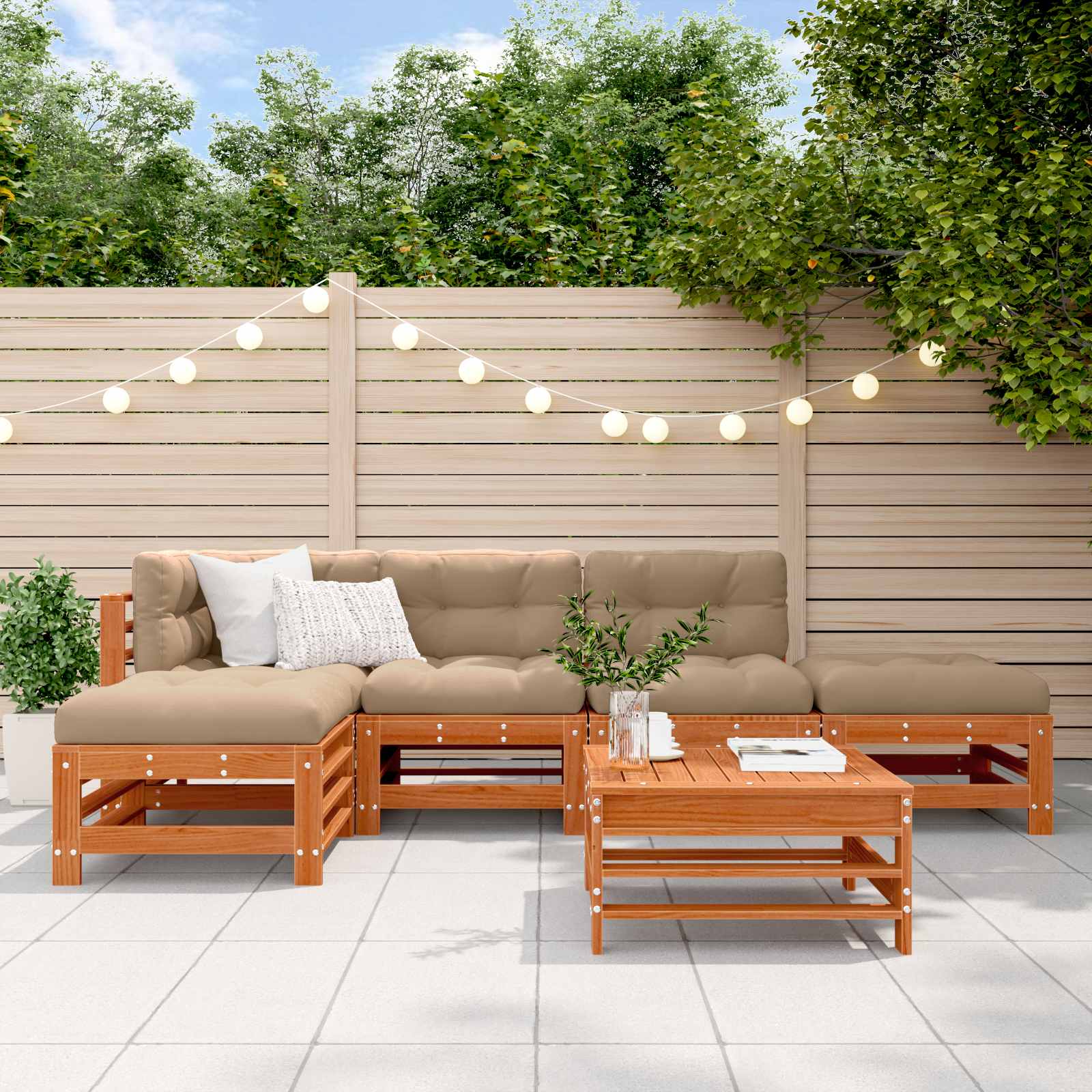 Set Lounge da Giardino 5 pcs Marrone Cerato | homemem39