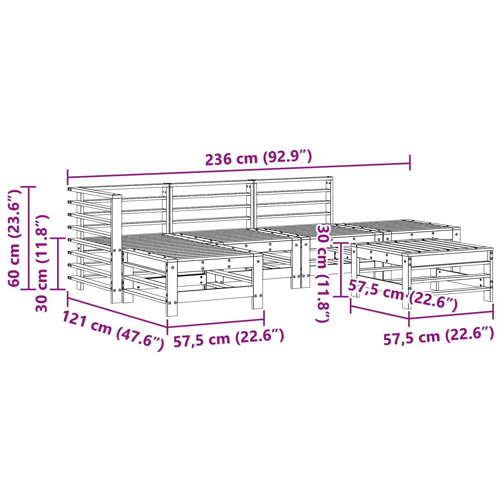 Set Lounge da Giardino 5 pcs Marrone Cerato | homemem39