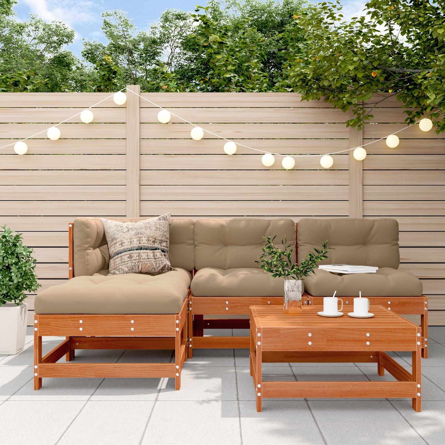 Set Lounge da Giardino 5 pcs Marrone Cerato | homemem39