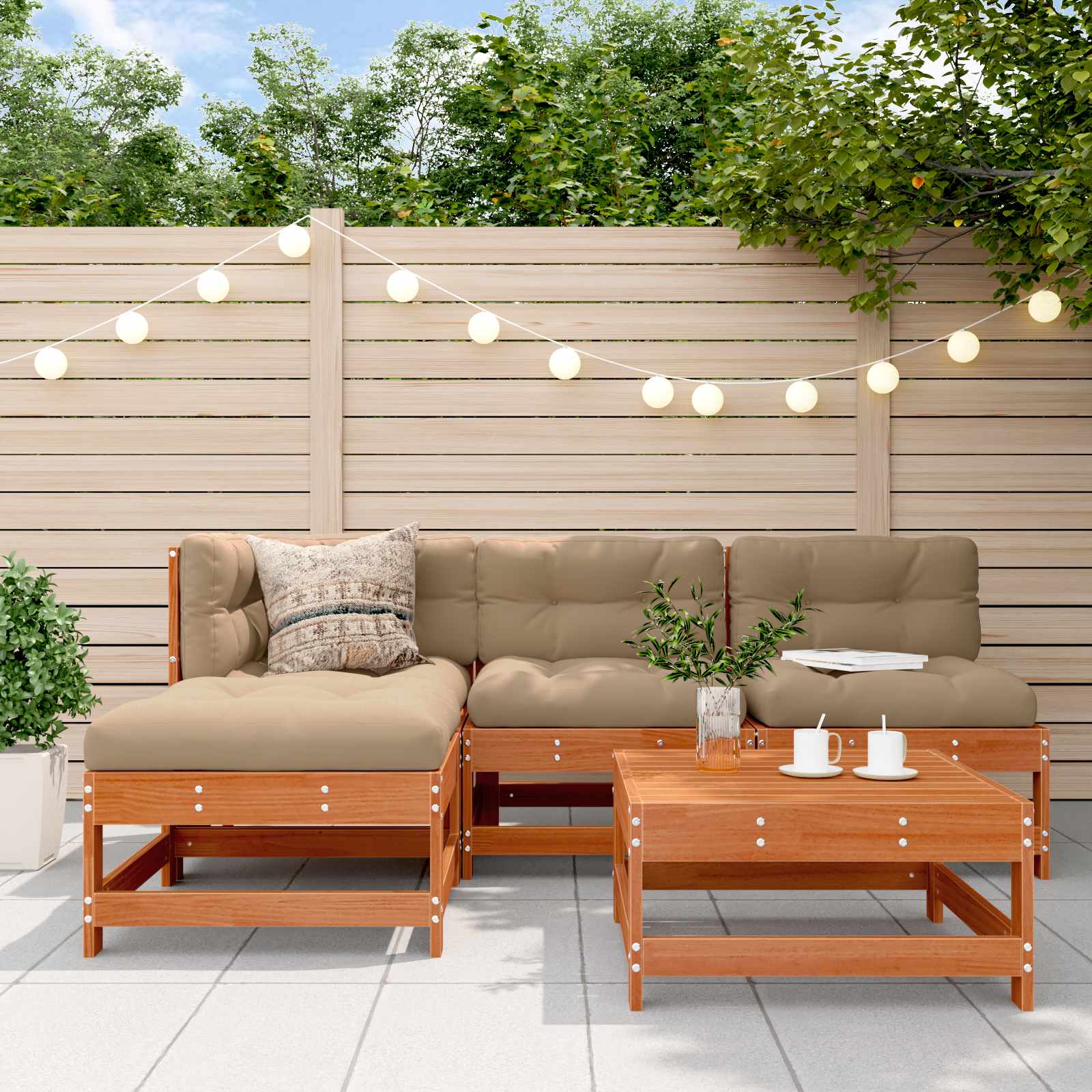 Set Lounge da Giardino 5 pcs Marrone Cerato | homemem39