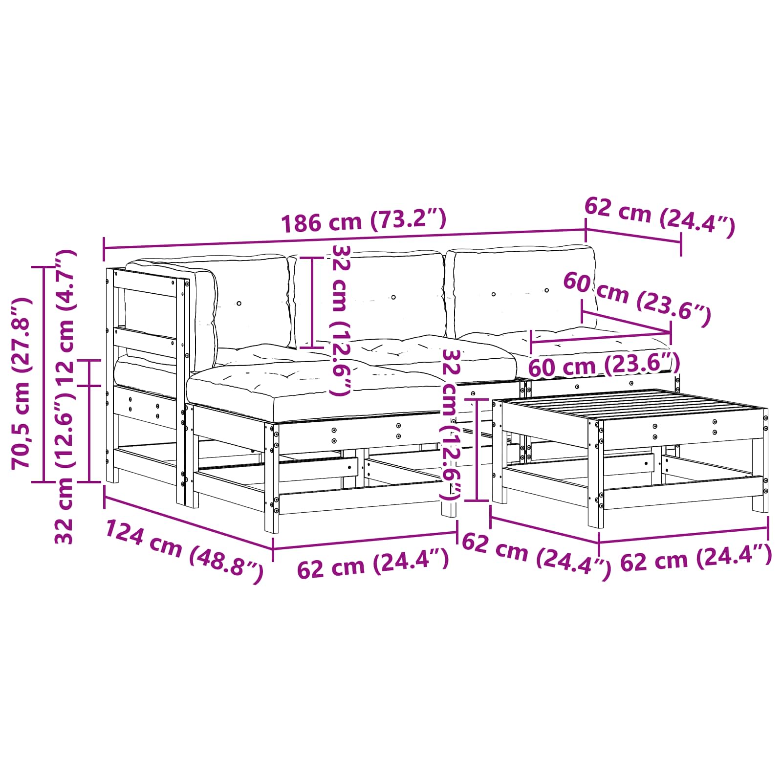Set Lounge da Giardino 5 pcs Marrone Cerato | homemem39