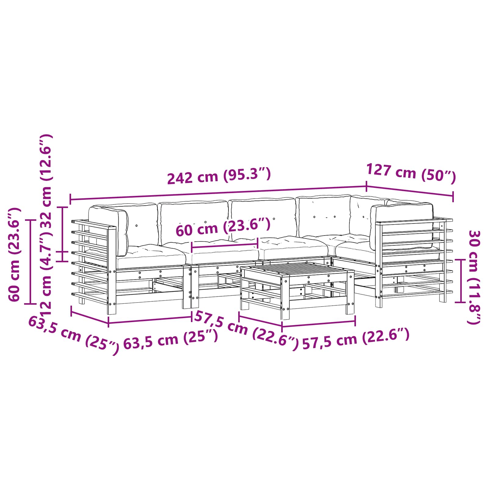 Set Lounge da Giardino 6 pcs Marrone Cerato | homemem39