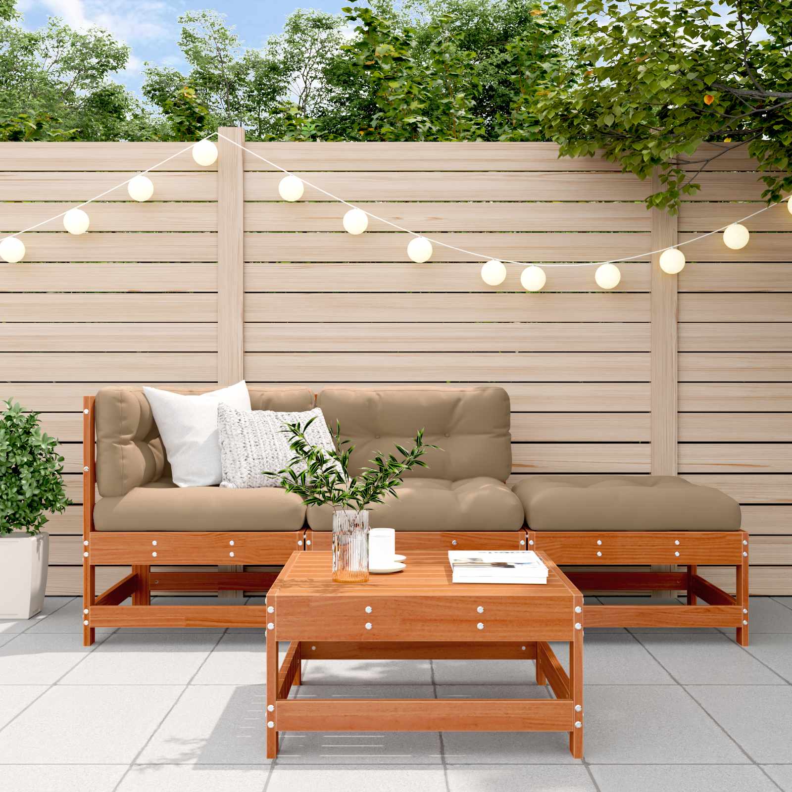 Set Lounge da Giardino 4 pcs Marrone Cerato | homemem39