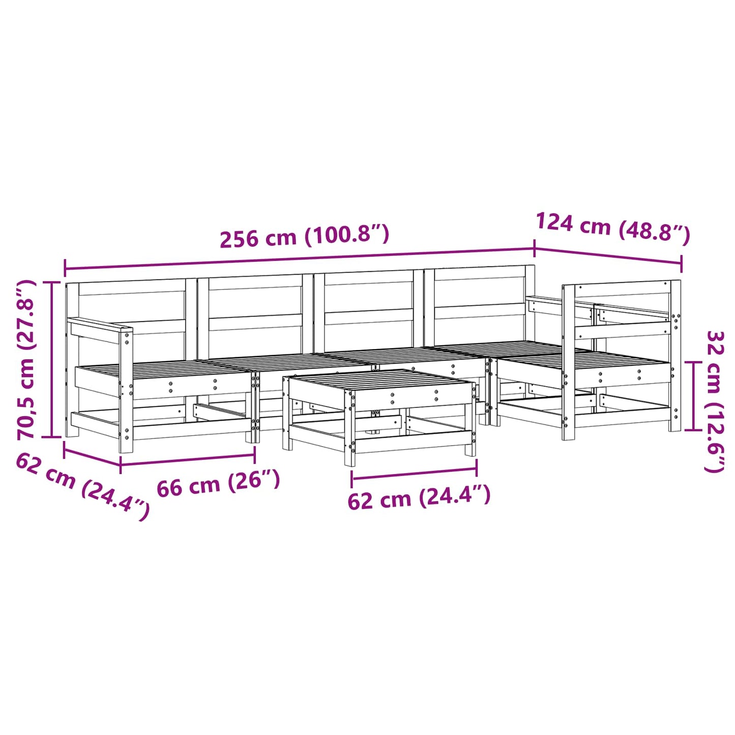 Set Lounge da Giardino 6 pcs Marrone Cera | homemem39
