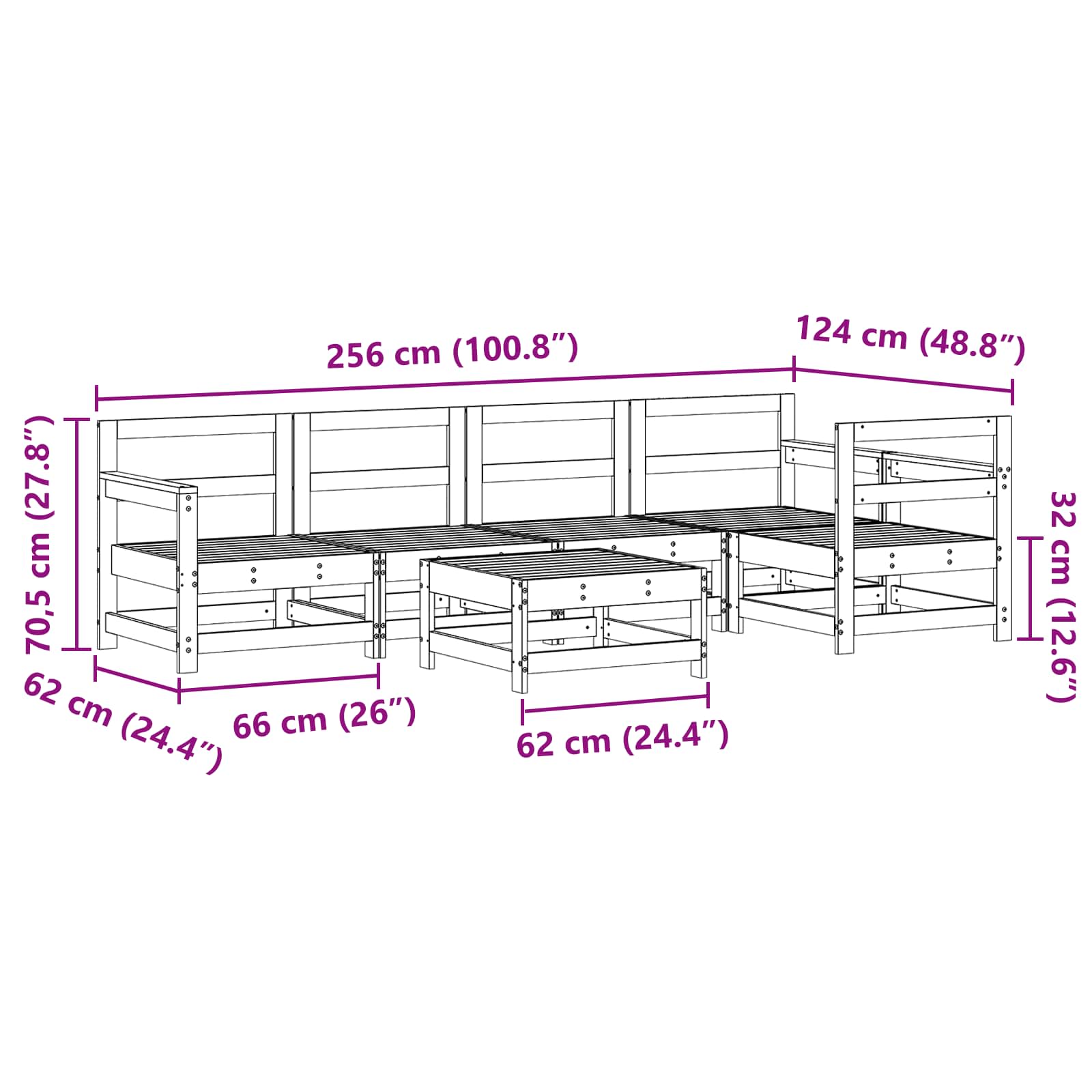 Set Lounge da Giardino 6 pcs Marrone Cera | homemem39