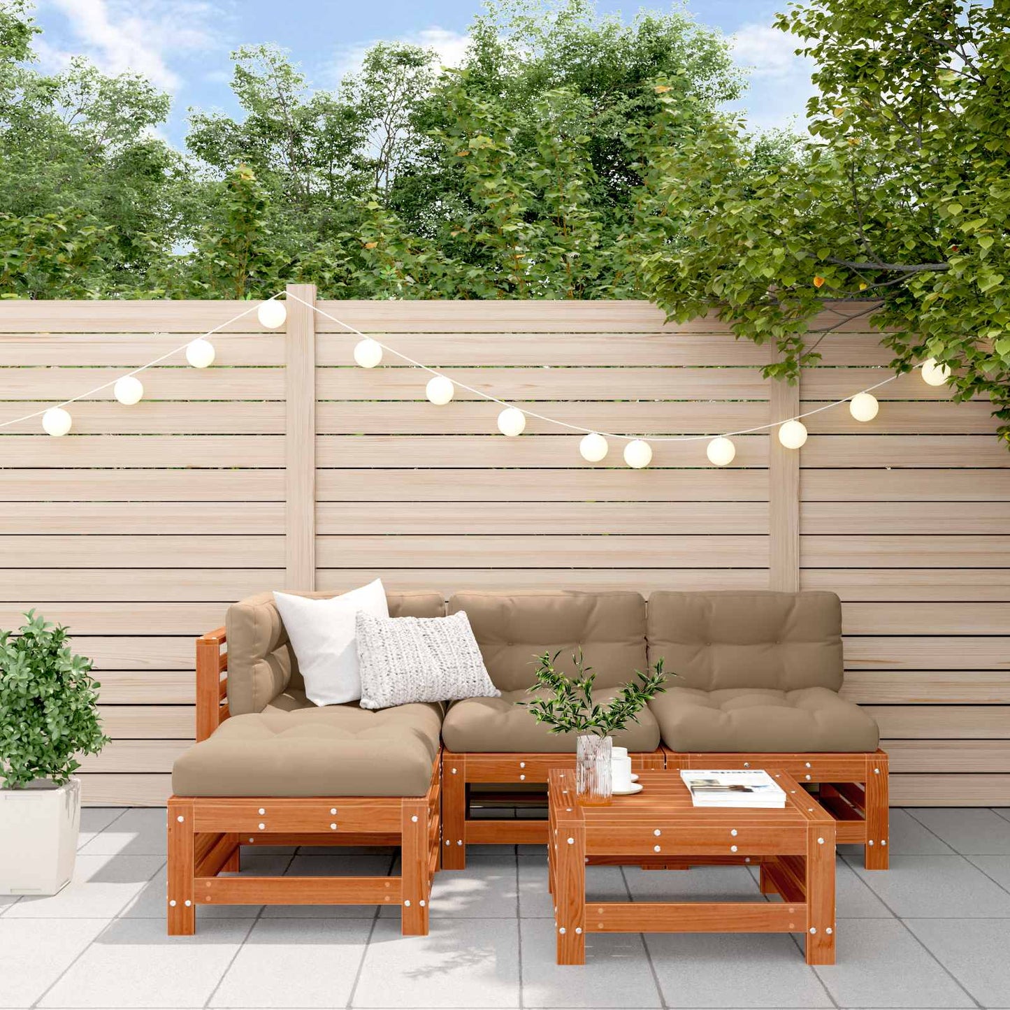Set Lounge da Giardino 5 pcs Marrone Cera | homemem39