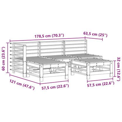 Set Lounge da Giardino 5 pcs Marrone Cera | homemem39