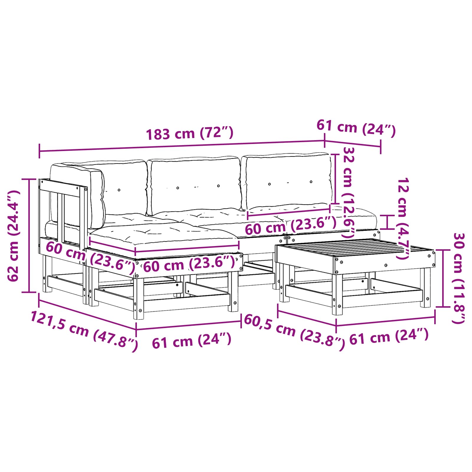 Set Lounge da Giardino 13 pcs Marrone Cerato | homemem39