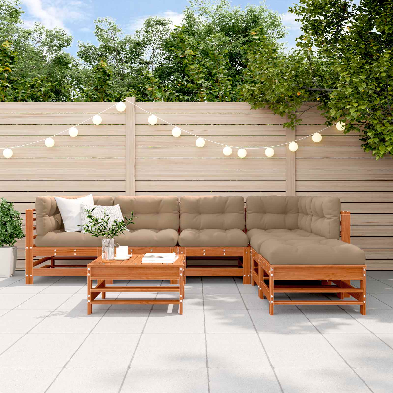 Set Lounge da Giardino 7 pcs Marrone Cera | homemem39