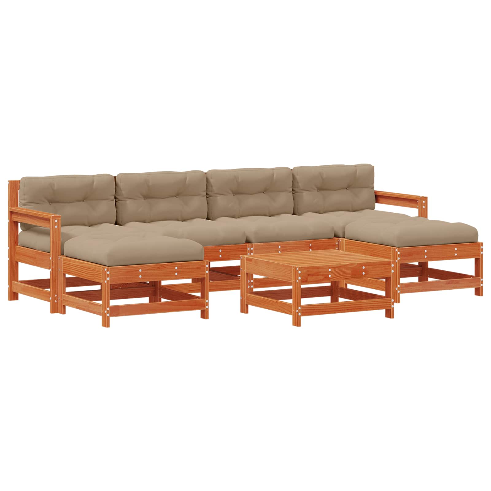 Set Lounge da Giardino 7 pcs Pino Marrone Cerato | homemem39
