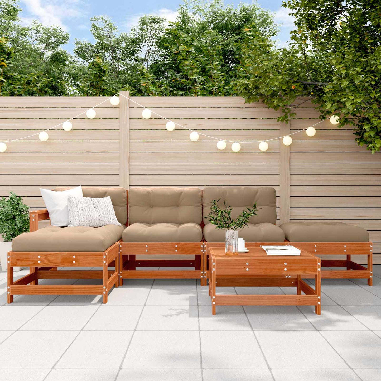 Set Lounge da Giardino 6 pcs Marrone Cerato | homemem39