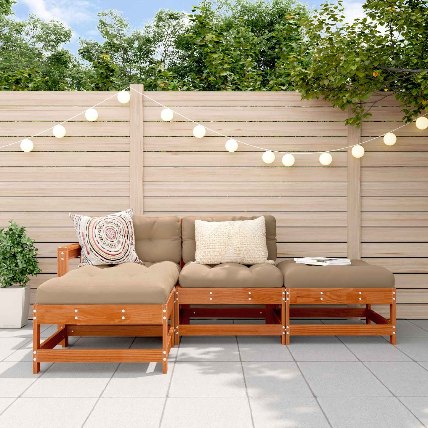 Set Lounge da Giardino 4 pcs Marrone Cerato | homemem39