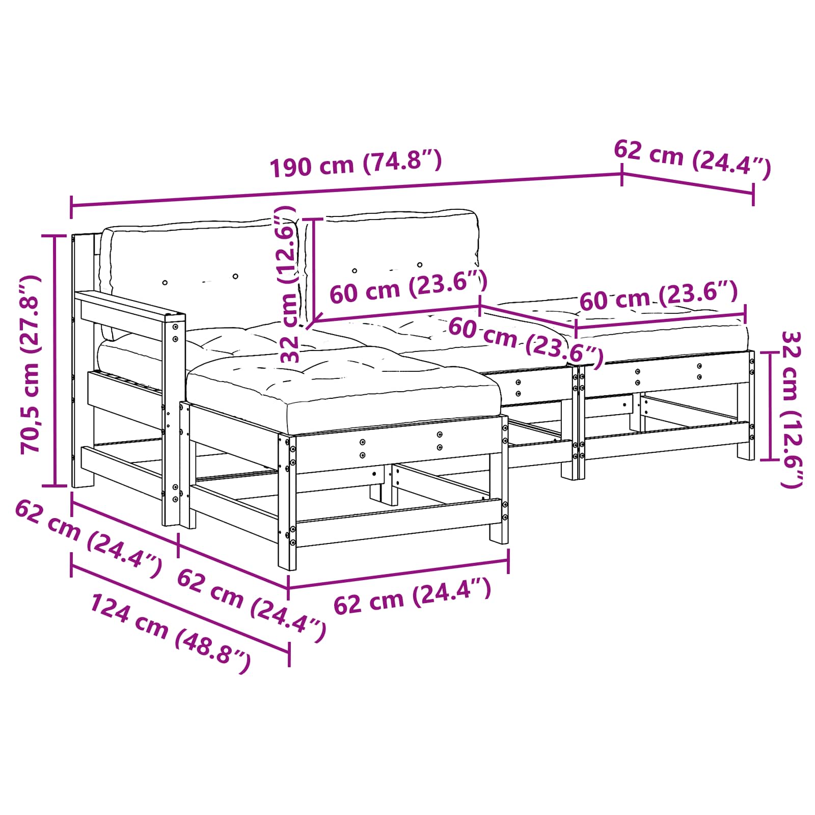 Set Lounge da Giardino 4 pcs Marrone Cerato | homemem39