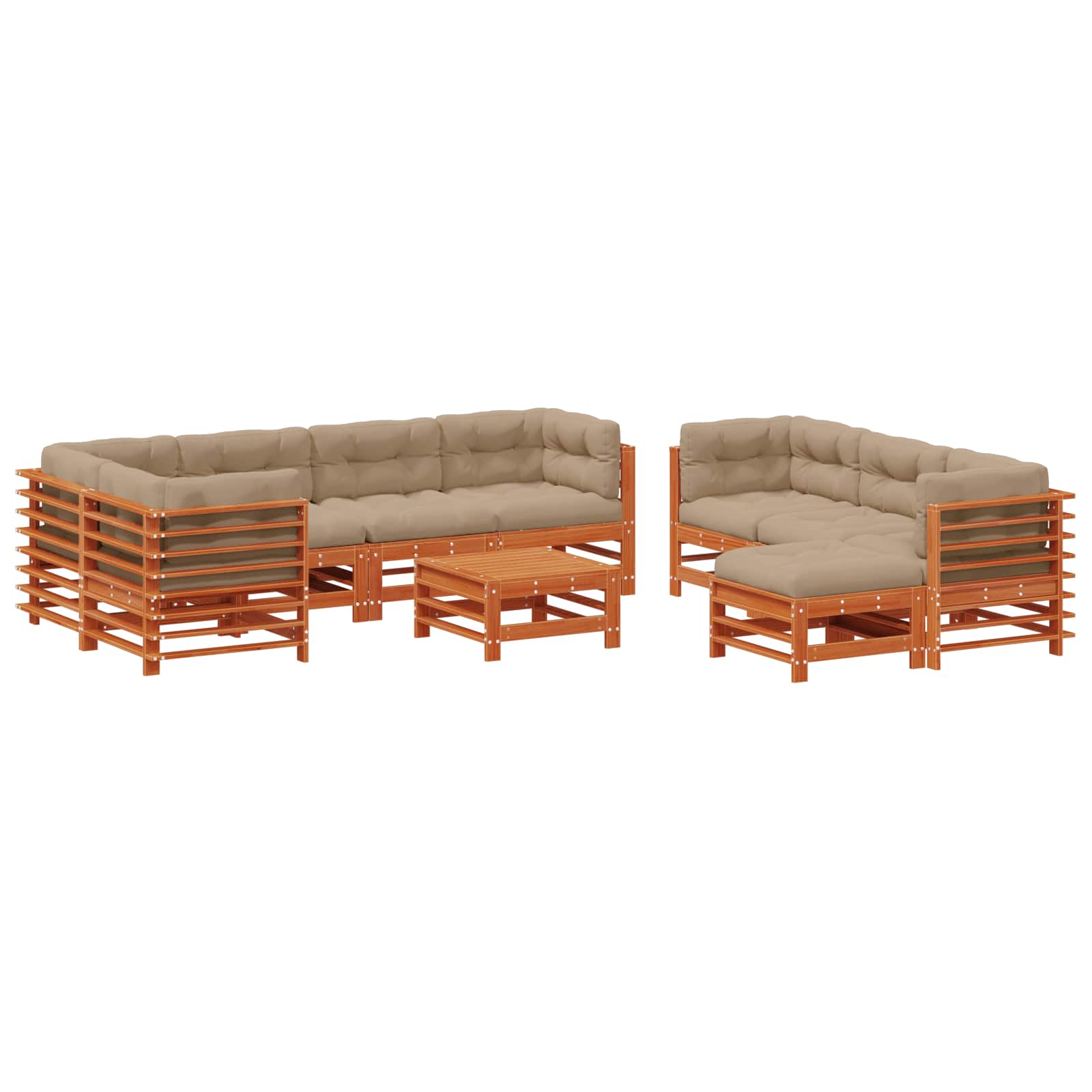 Set Lounge da Giardino 10 pcs Marrone Cerato | homemem39