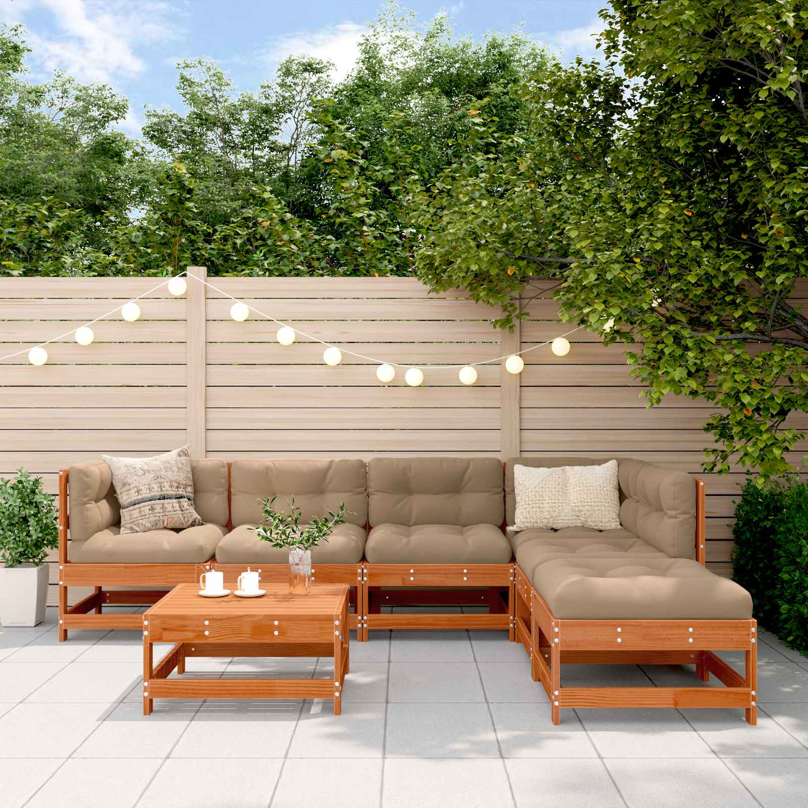 Set Lounge da Giardino 7 pcs Marrone Cerato | homemem39