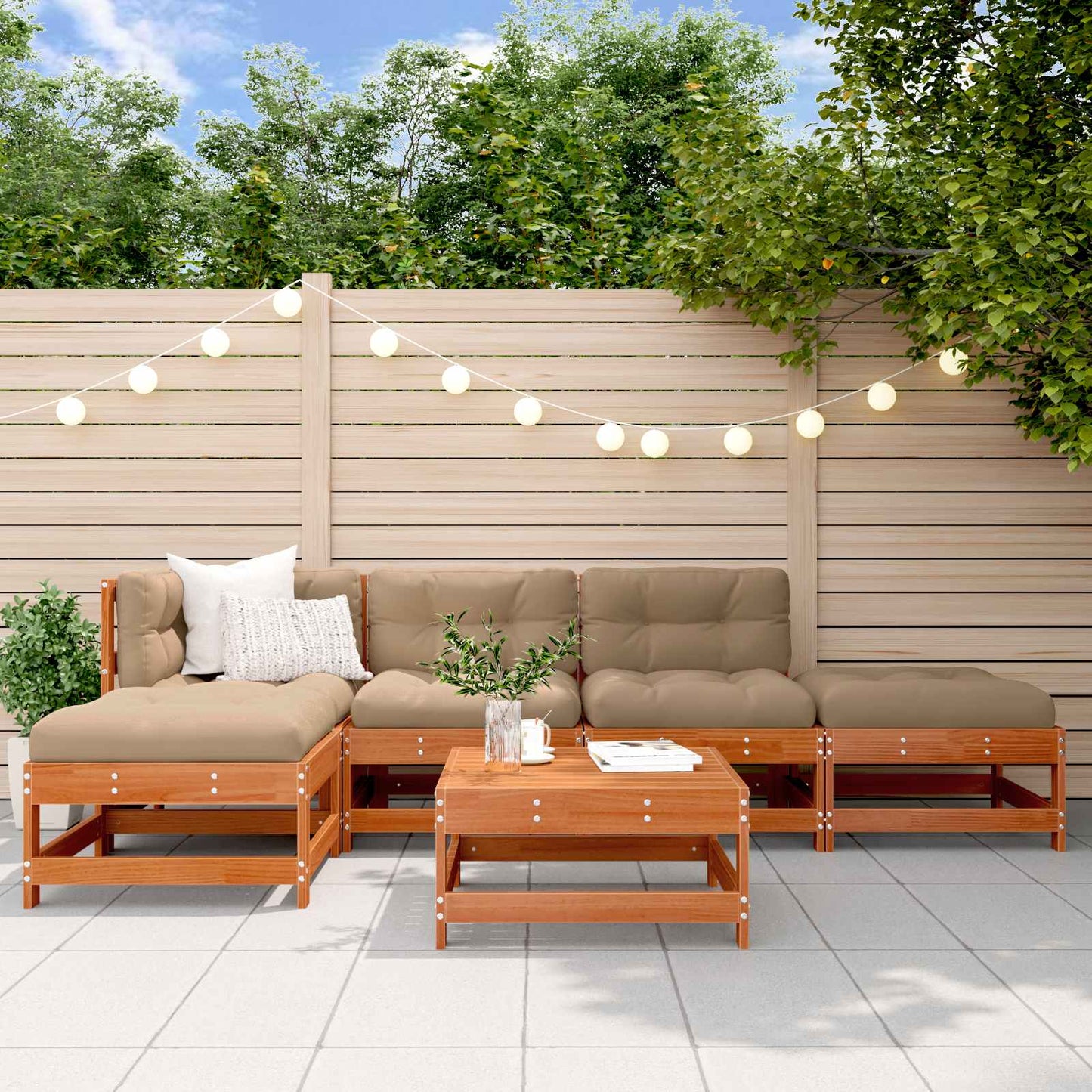 Set Lounge da Giardino 5 pcs Pino Marrone Cerato