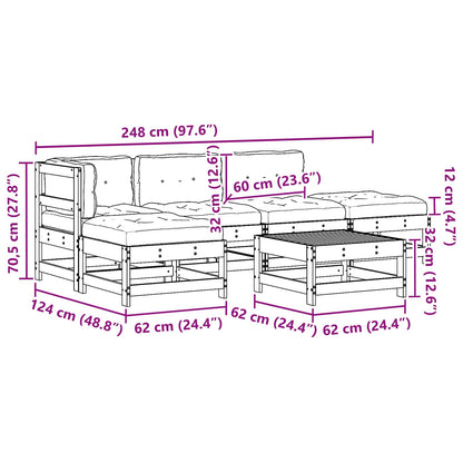 Set Lounge da Giardino 5 pcs Pino Marrone Cerato | homemem39
