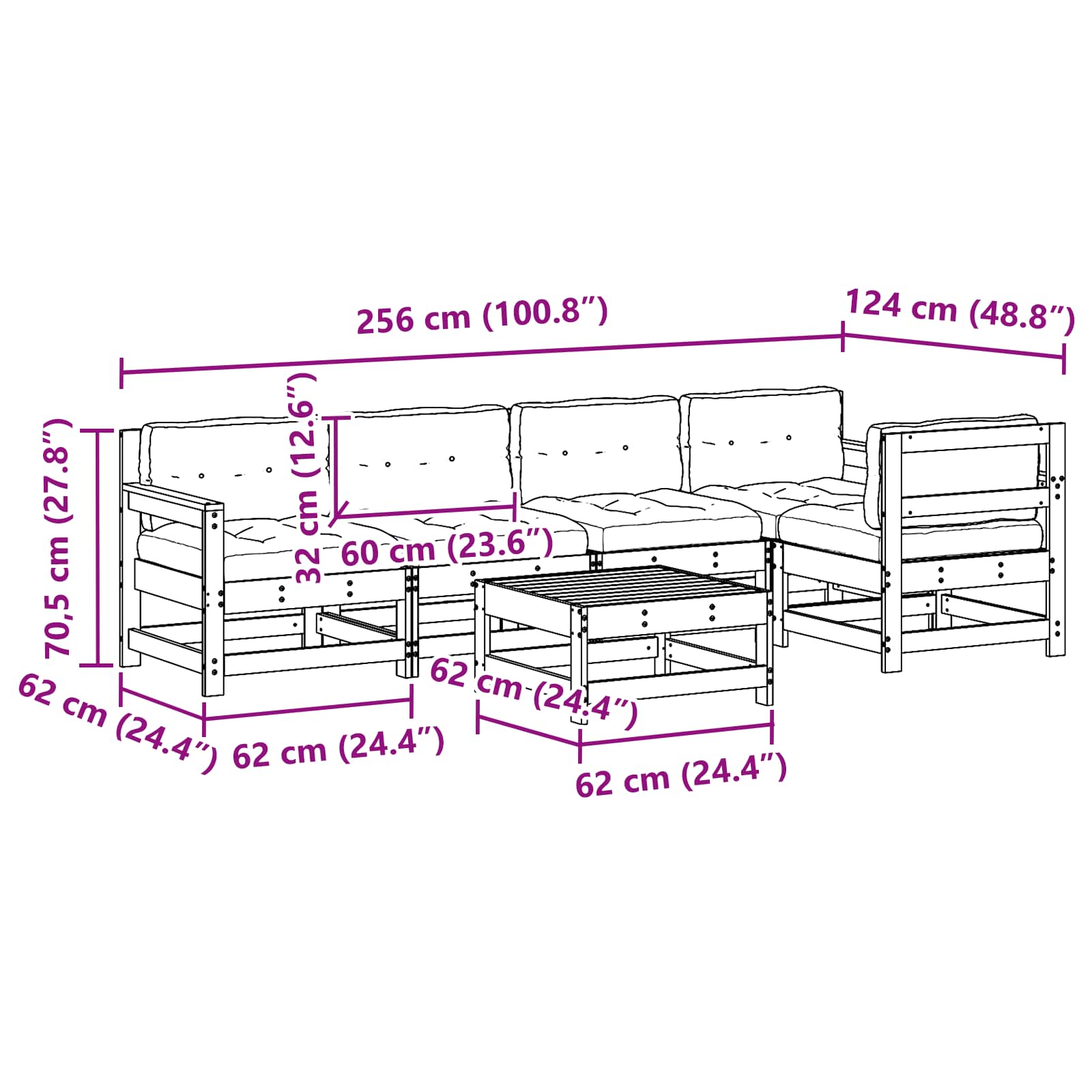 Set Lounge da Giardino 6 pcs Marrone Cerato | homemem39