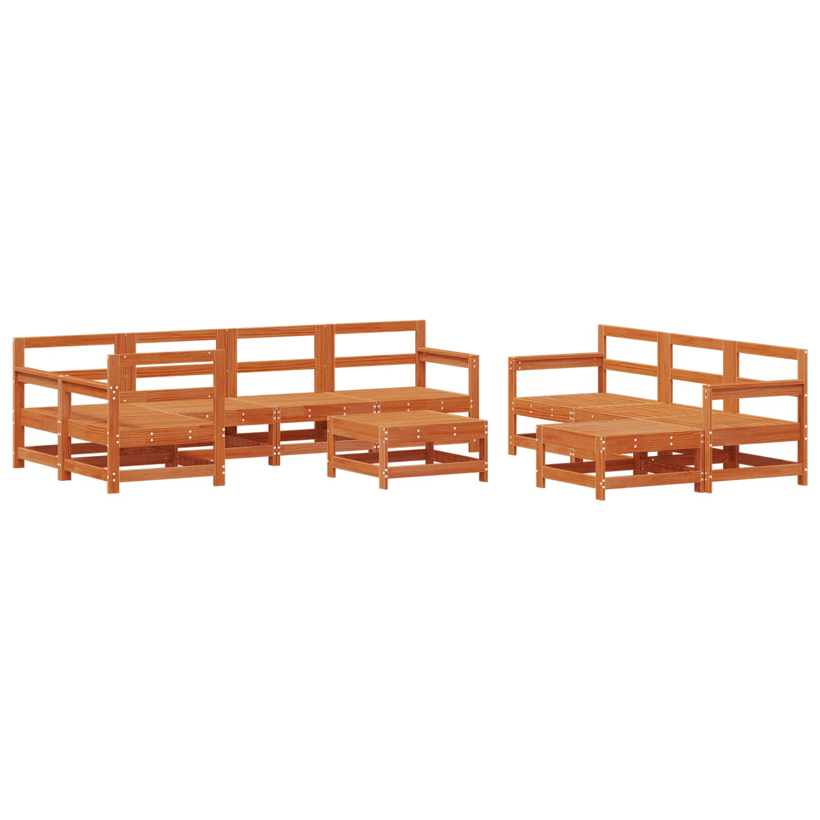 Set Lounge da Giardino 10 pcs Pino Marrone Cerato | homemem39