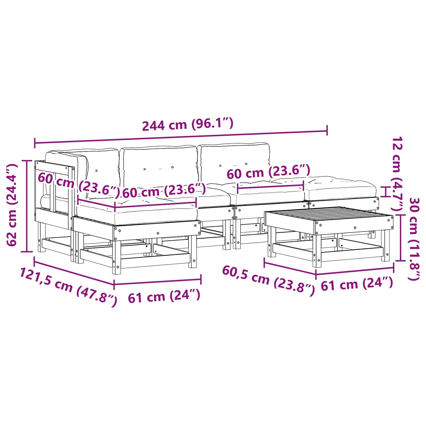 Set Lounge da Giardino 6 pcs Marrone Cerato | homemem39