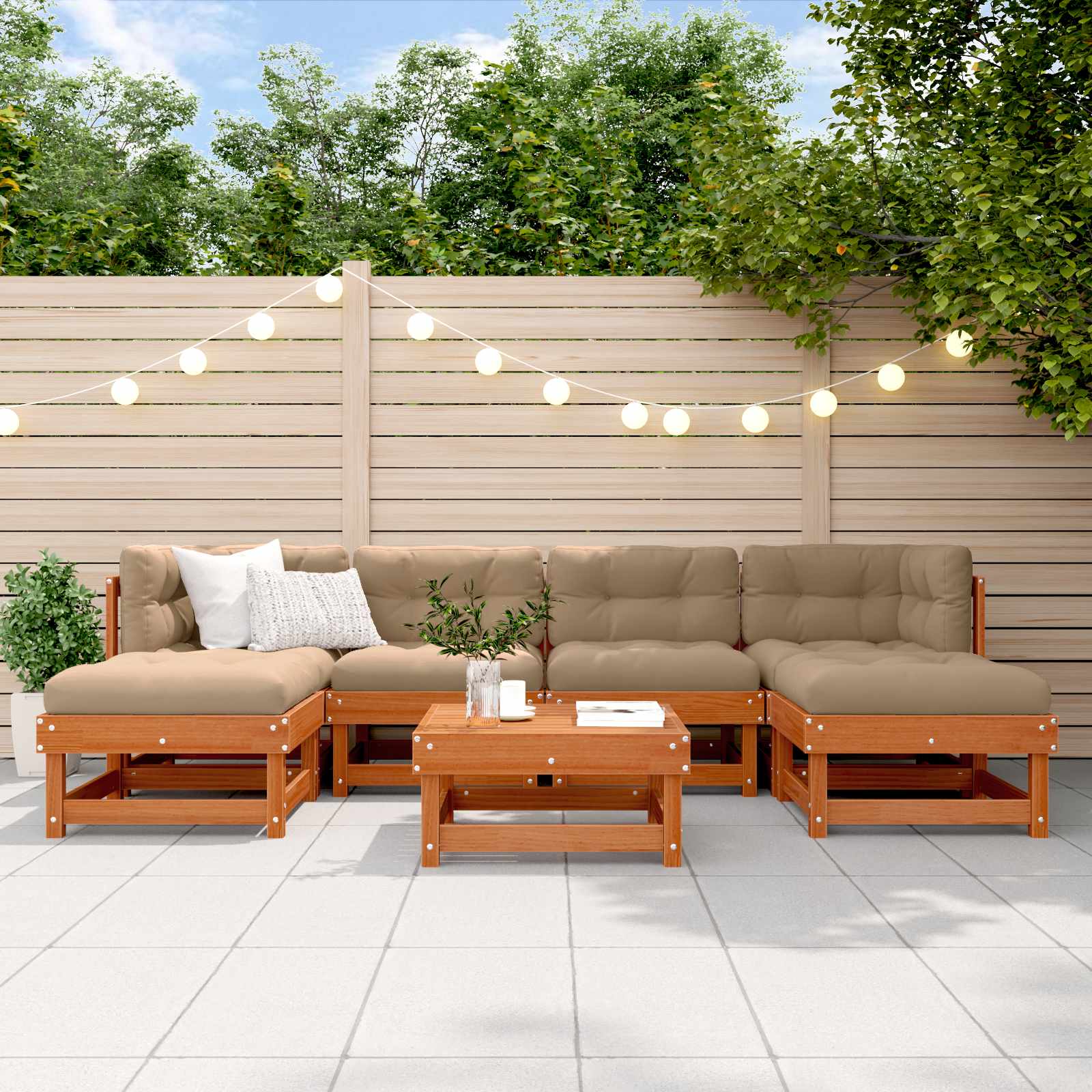 Set Lounge da Giardino 7 pcs Marrone Cera | homemem39