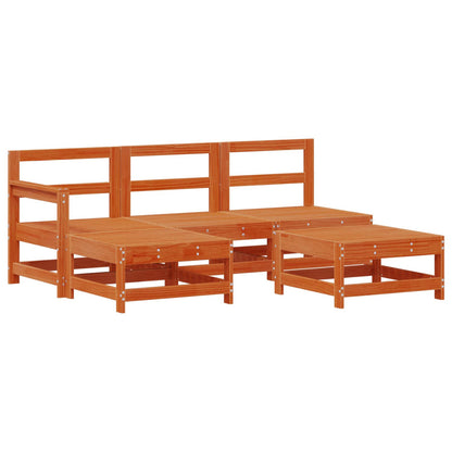 Set Lounge da Giardino 5 pcs Marrone Cera | homemem39