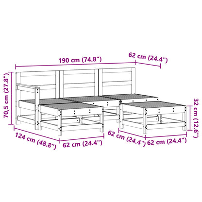 Set Lounge da Giardino 5 pcs Marrone Cera | homemem39