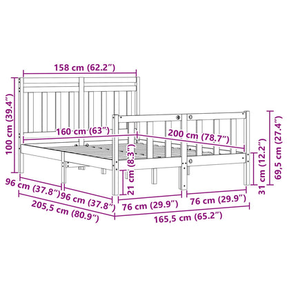 Struttura del letto 2 pcs Marrone cerato 160 x 200 cm
