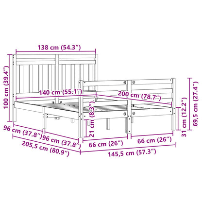 Struttura del letto con testiera Marrone cerato 140 x 200 cm