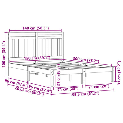 Struttura del letto Marrone cerato 150 x 200 cm Pino massello