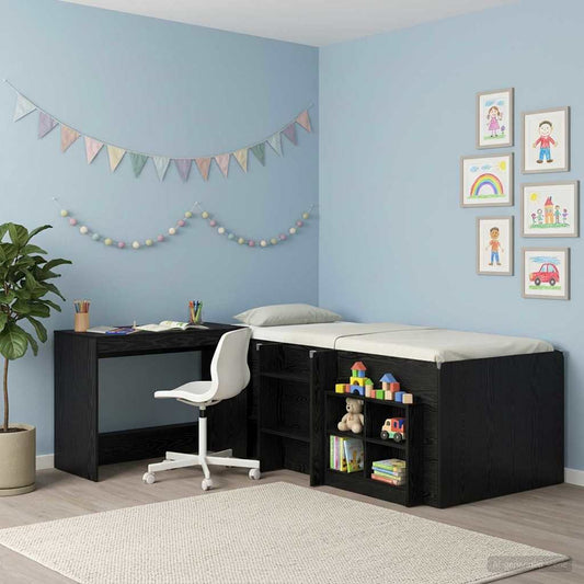 Scrivania Letto Rovere Nero Legno ingegnerizzato