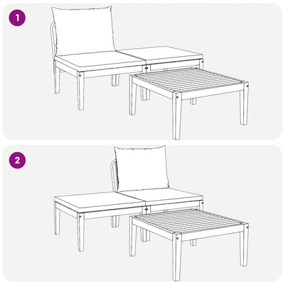 3 pcs Set di relax Legno di Acacia Massello Naturale | homemem39