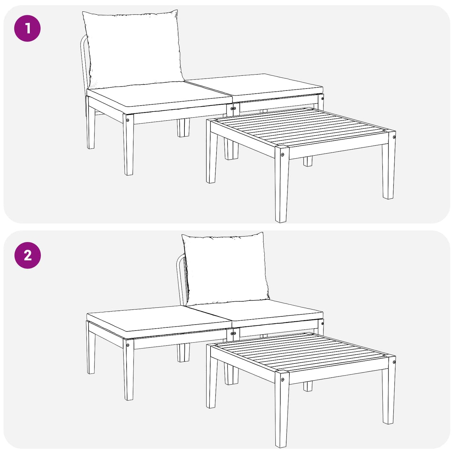3 pcs Set di relax Legno di Acacia Massello Naturale | homemem39