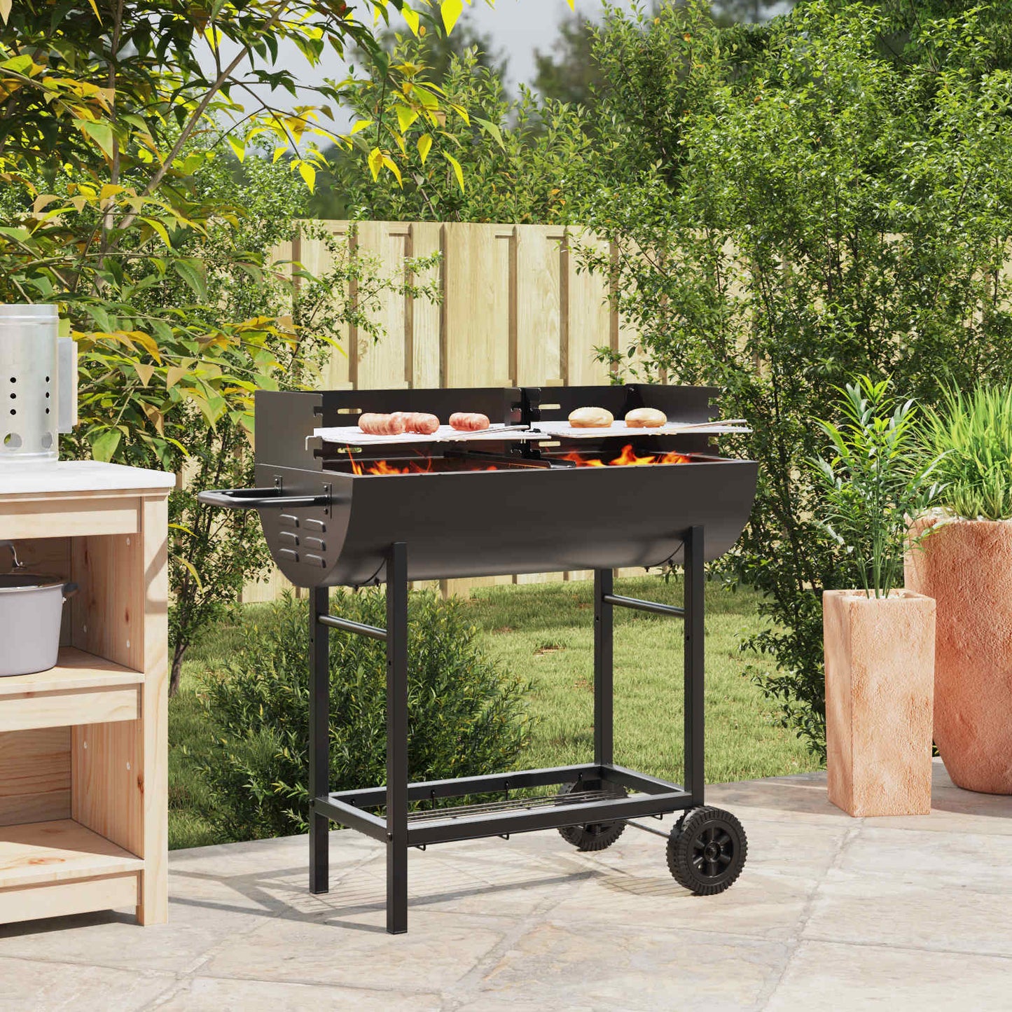 griglia a carbone 96,5 x 42,5 x 88,5 cm Nero | homemem39