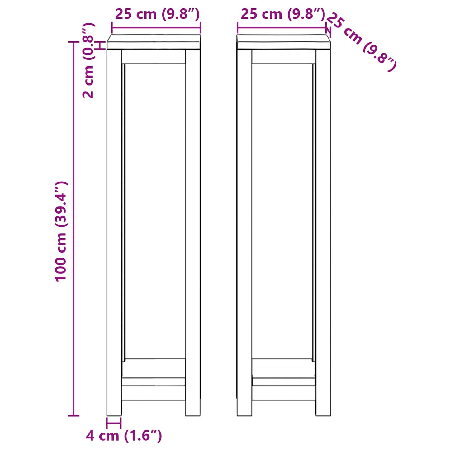 Supporto per piante 2 pz Naturale 25 x 25 x 100 cm | homemem39