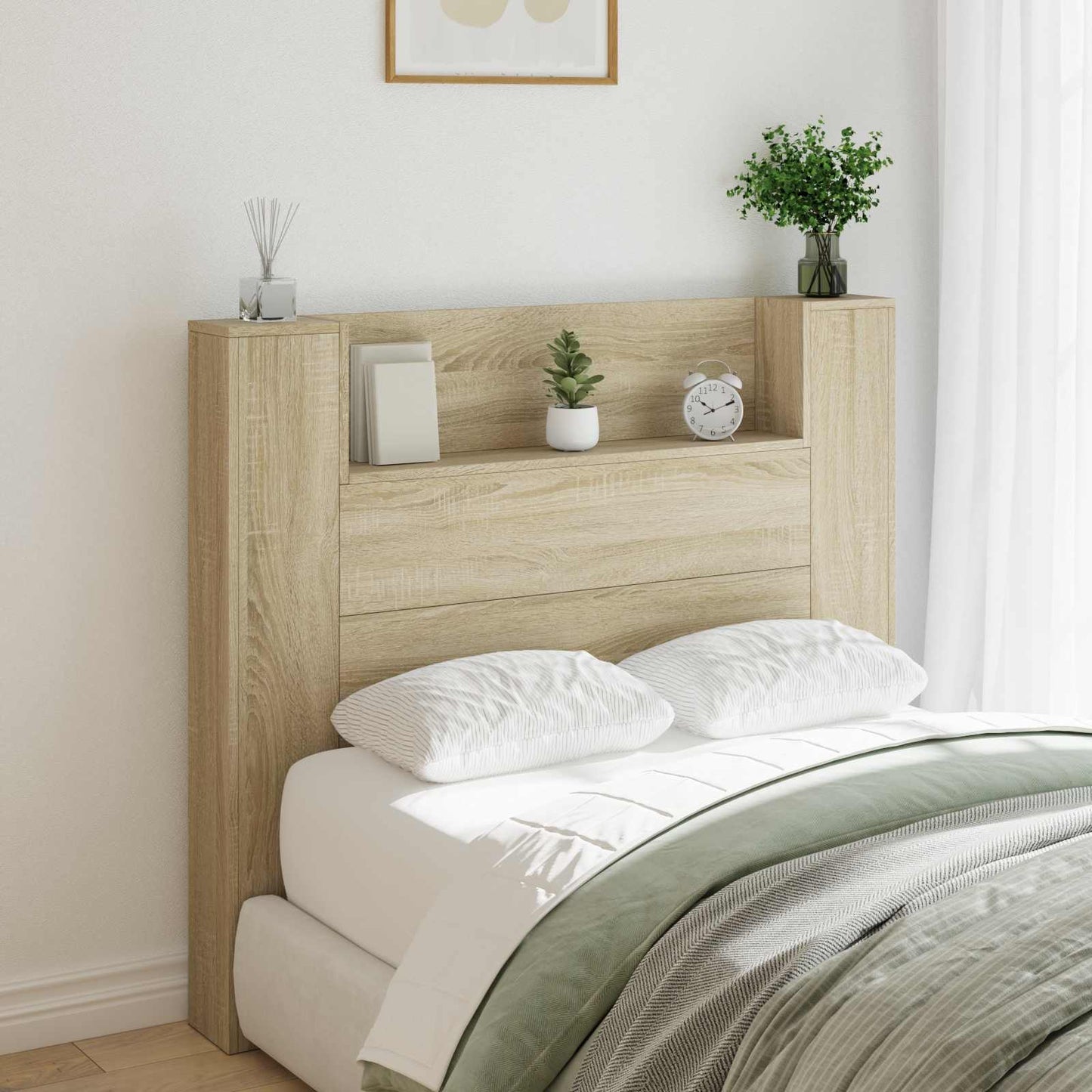 Testata con Mobile e LED Sonoma 120 x 16,5 x 103,5 cm | homemem39
