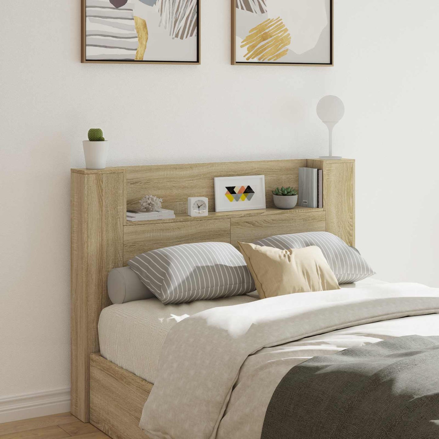 Testata con Mobile e LED Sonoma 140 x 16,5 x 103,5 cm | homemem39