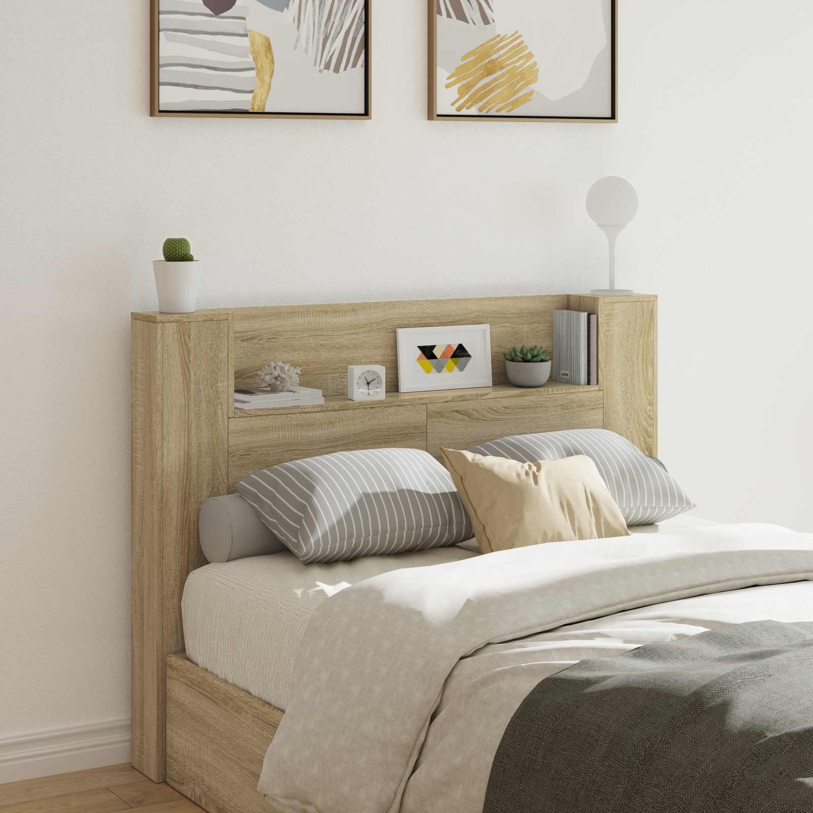 Testata con Mobile e LED Sonoma 140 x 16,5 x 103,5 cm | homemem39